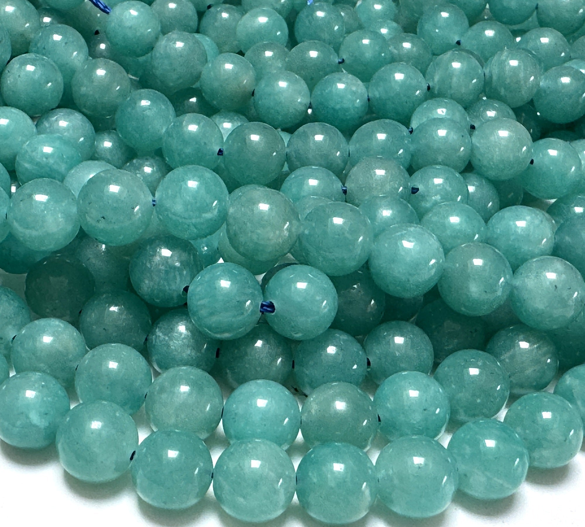 Mozambique Amazonite 8mm round natural gemstone beads 15.5" strand - Oz Beads 