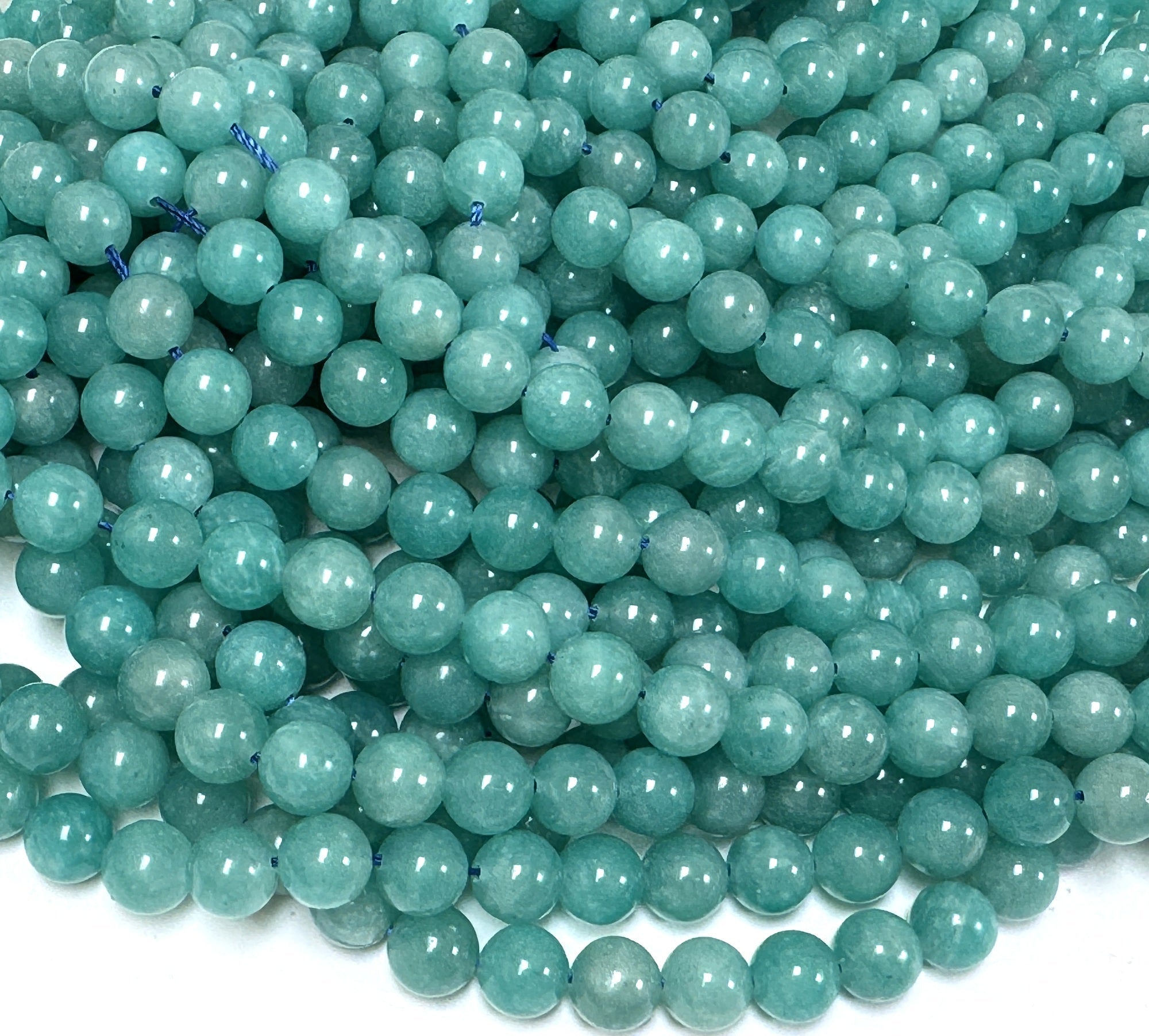 Mozambique Amazonite 8mm round natural gemstone beads 15.5" strand - Oz Beads 