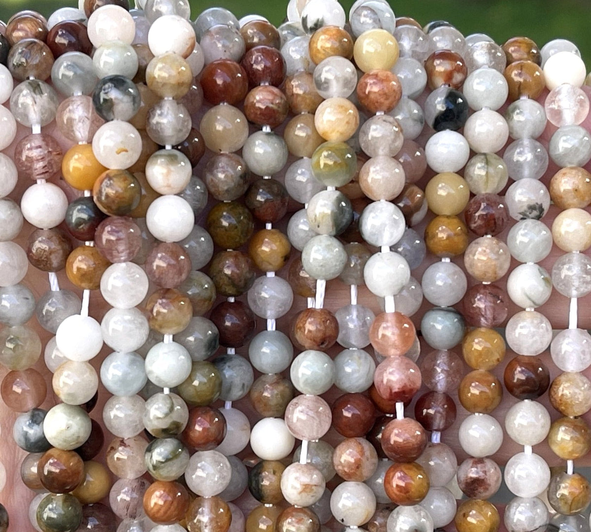 Multi-Color Quartz 6mm round gemstone beads 15.5" strand - Oz Beads 