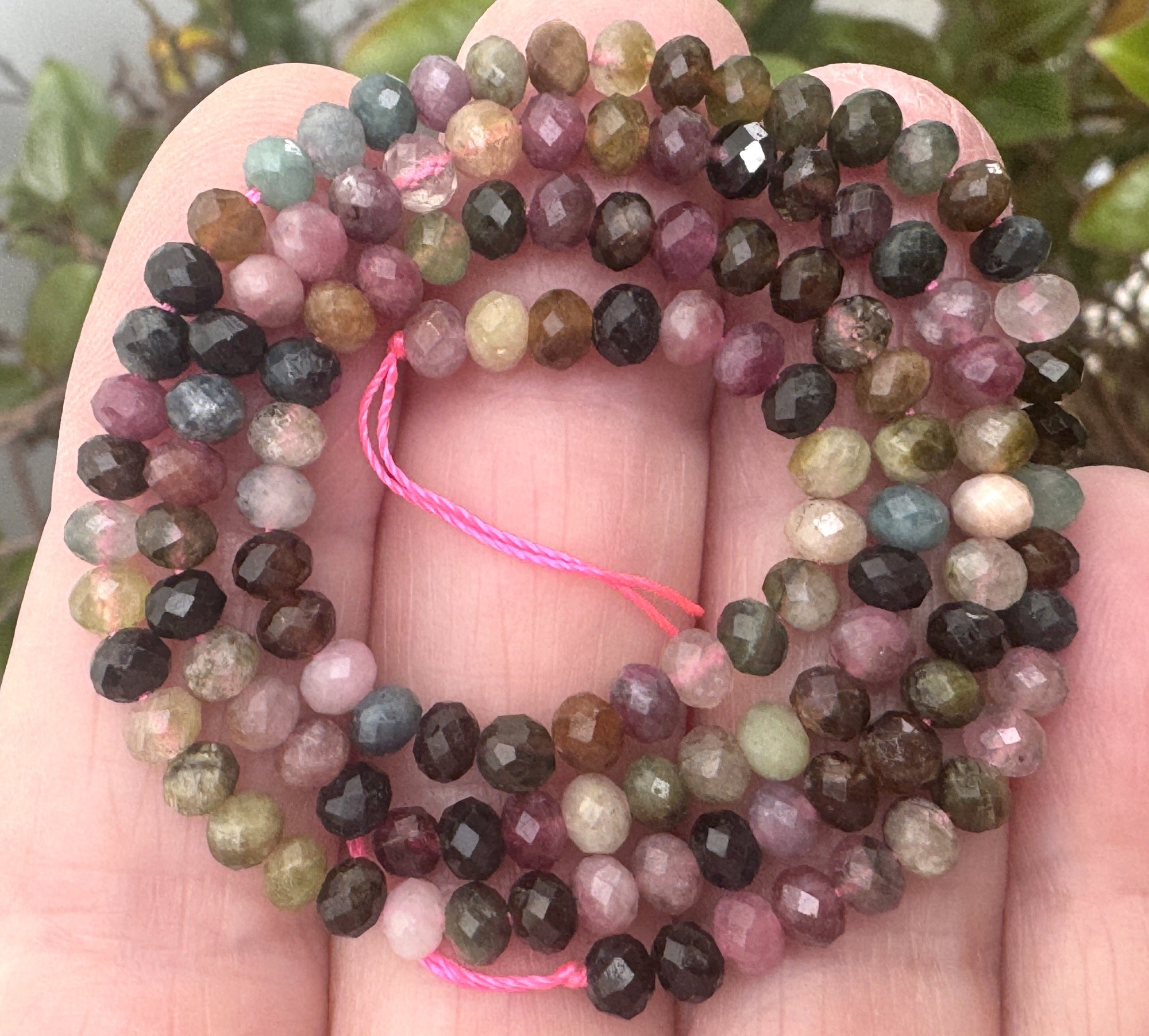 Multi-colour Tourmaline 3x4mm faceted rondelle natural gemstone beads 15.5" strand - Oz Beads 