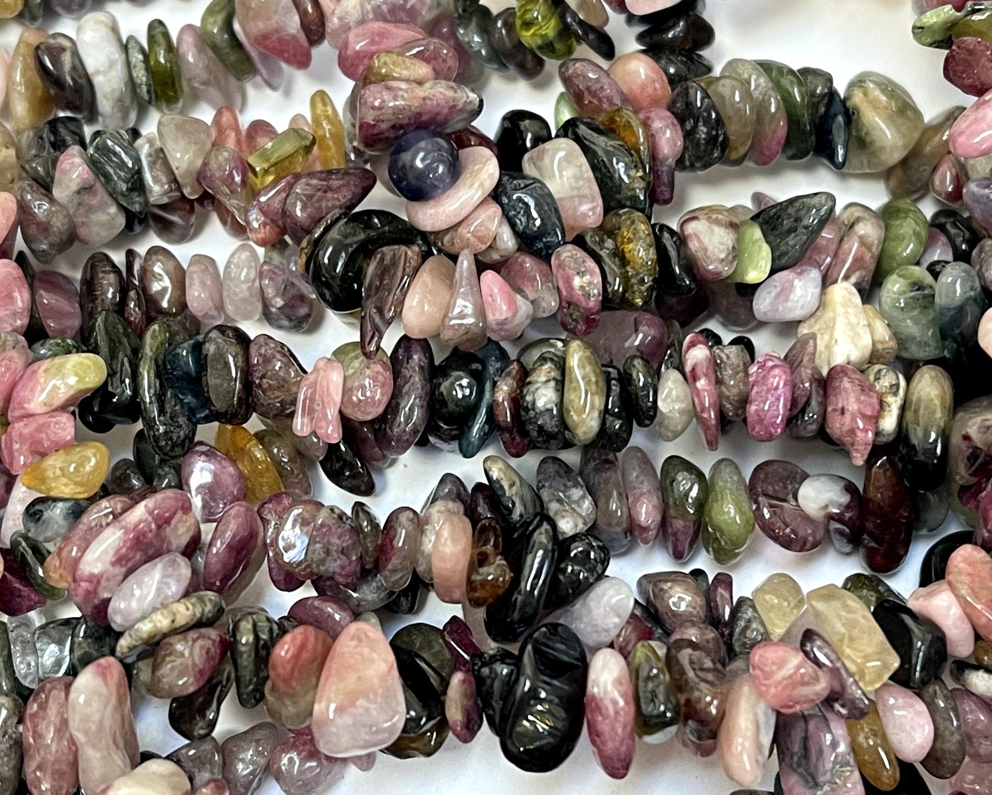 Multi Colour Tourmaline 6-10mm chip beads natural gemstone chips 34" strand - Oz Beads 