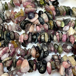 Multi Colour Tourmaline 6-10mm chip beads natural gemstone chips 34" strand - Oz Beads 