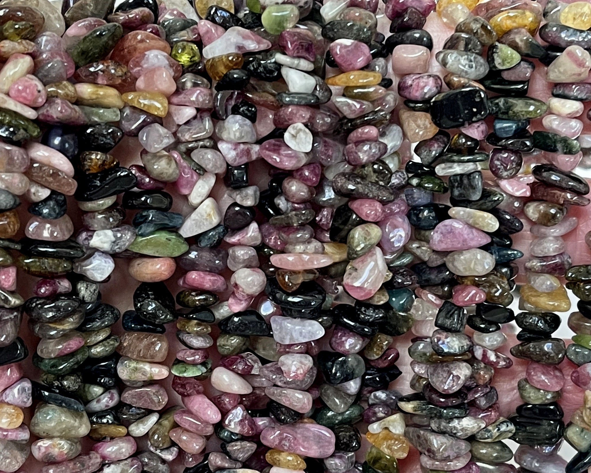 Multi Colour Tourmaline 6-10mm chip beads natural gemstone chips 34" strand - Oz Beads 
