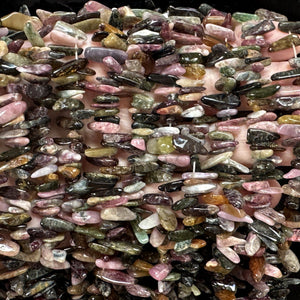 Multi Colour Tourmaline top drilled tooth stick chip beads 39cm strand - Oz Beads 
