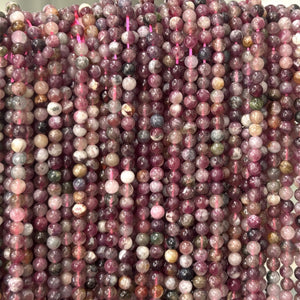 Multi Tourmaline Rubellite 4mm round natural gemstone beads 15.5" stra - Oz Beads 