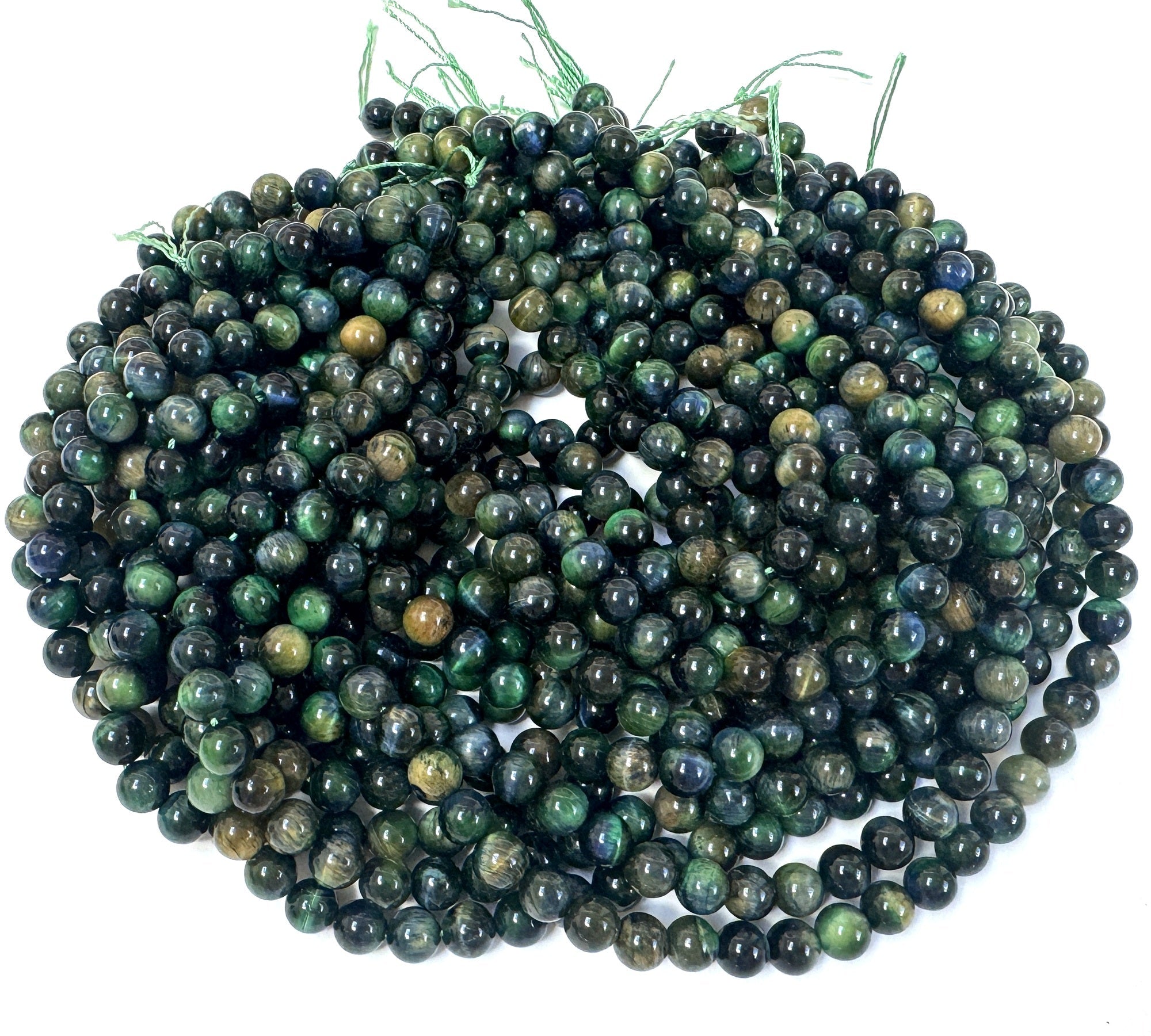 Multicolor Tiger Eye 8mm round gemstone beads 15.5" strand - Oz Beads 