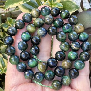 Multicolor Tiger Eye 8mm round gemstone beads 15.5" strand - Oz Beads 