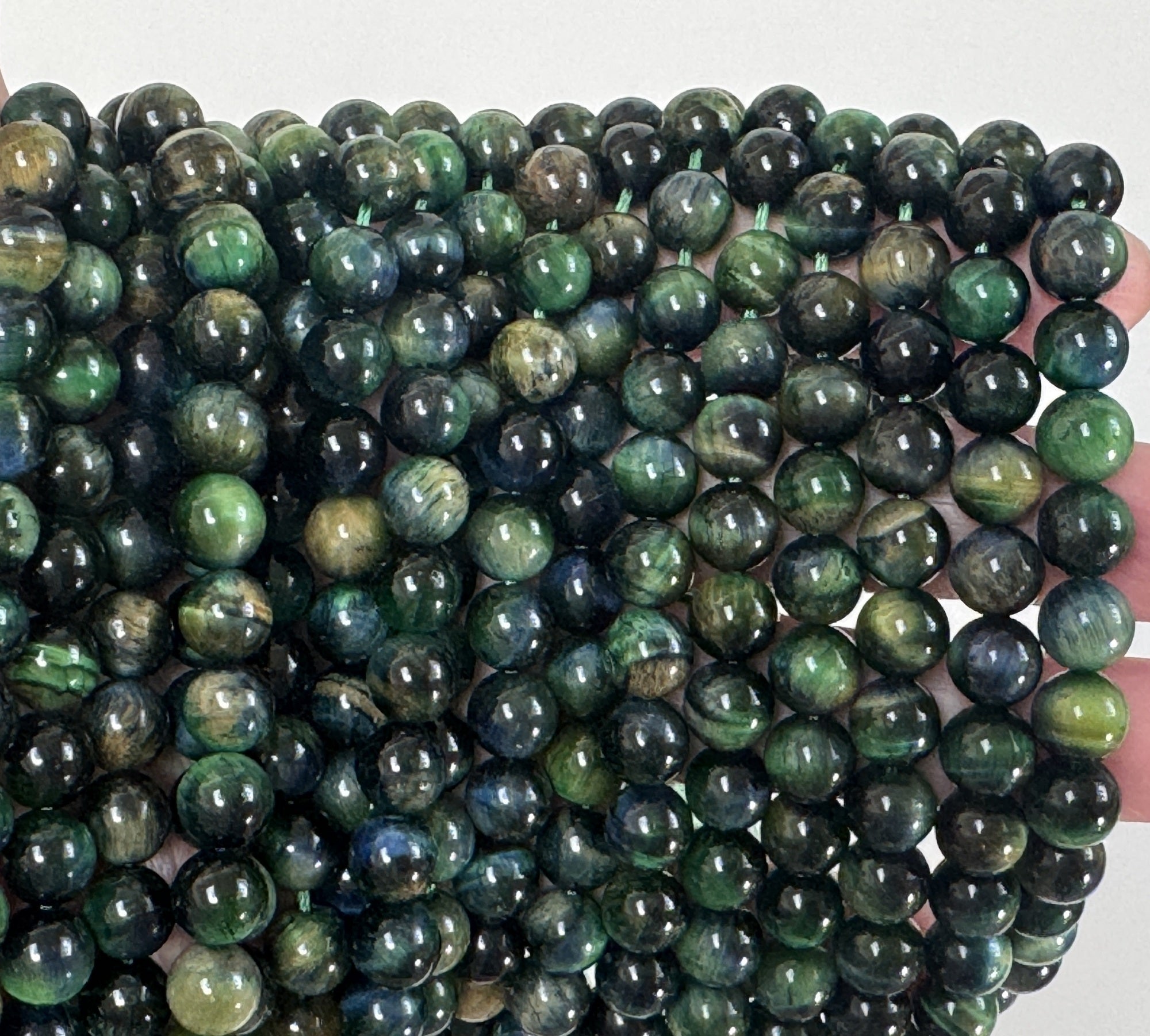 Multicolor Tiger Eye 8mm round gemstone beads 15.5" strand - Oz Beads 