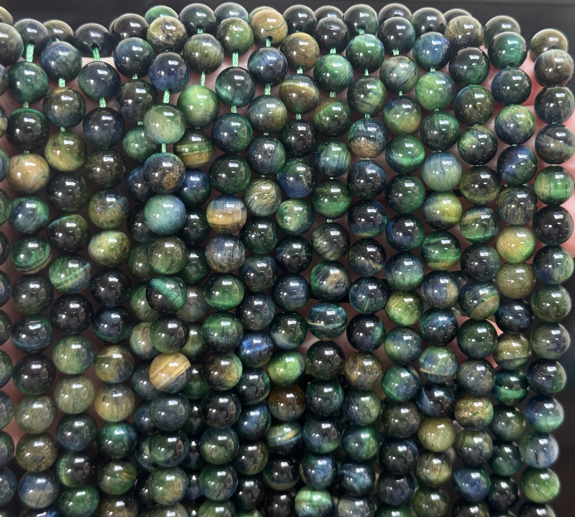 Multicolor Tiger Eye 8mm round gemstone beads 15.5" strand - Oz Beads 