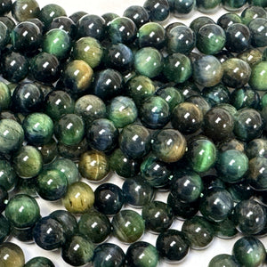 Multicolor Tiger Eye 8mm round gemstone beads 15.5" strand - Oz Beads 