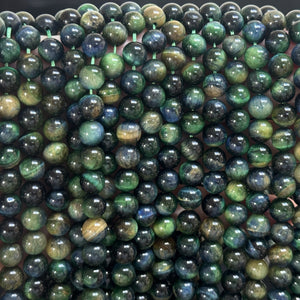 Multicolor Tiger Eye 8mm round gemstone beads 15.5" strand - Oz Beads 
