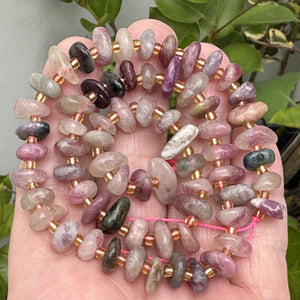 Multicolor Tourmaline 10x5mm freeform rondelle nuggets natural gemstone beads 16" strand - Oz Beads 