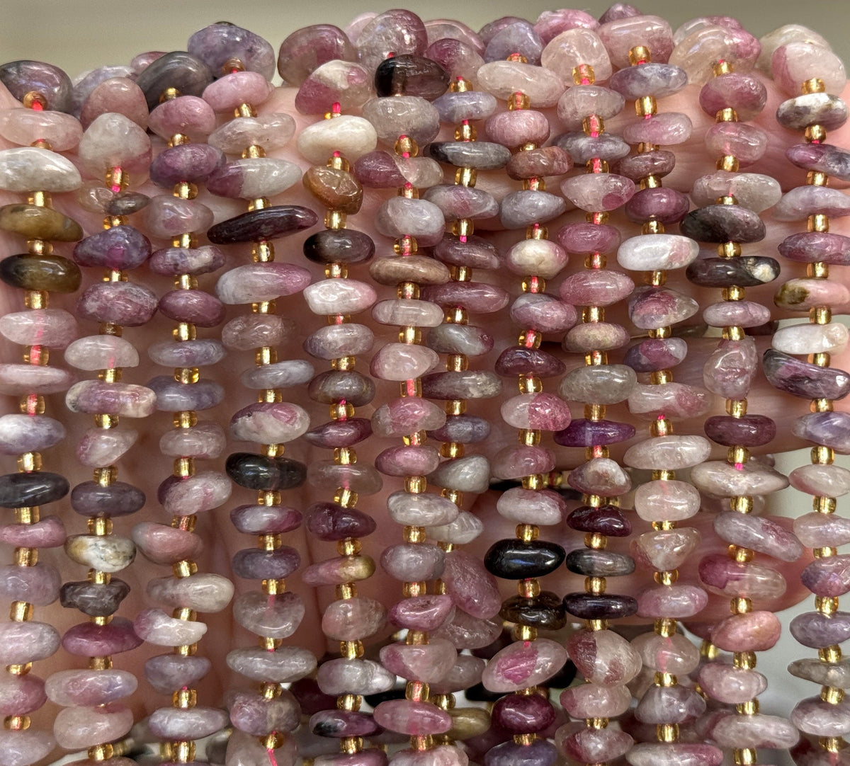 Multicolor Tourmaline 10x5mm freeform rondelle nuggets natural gemstone beads 16" strand - Oz Beads 