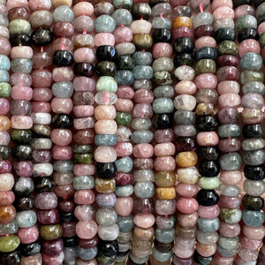 Multicolor Tourmaline 4x6mm Rondelles natural gemstone beads 38cm strand - Oz Beads 