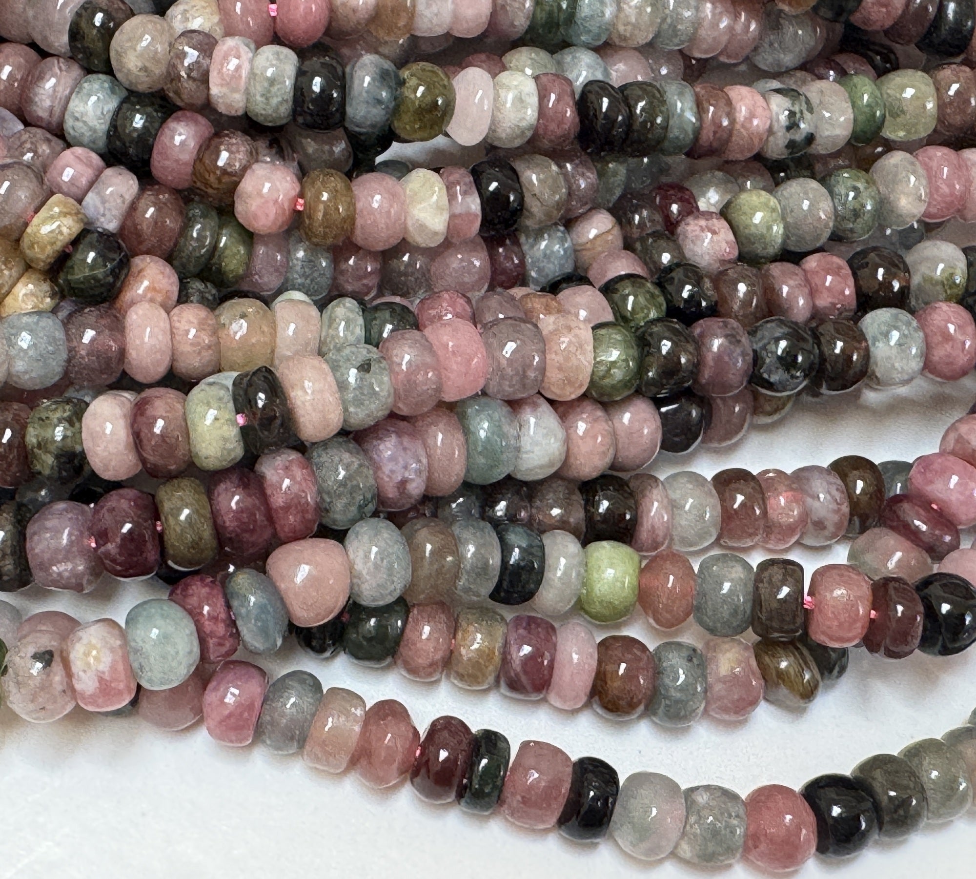 Multicolor Tourmaline 4x6mm Rondelles natural gemstone beads 38cm strand - Oz Beads 