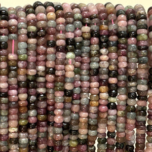 Multicolor Tourmaline 4x6mm Rondelles natural gemstone beads 38cm strand - Oz Beads 
