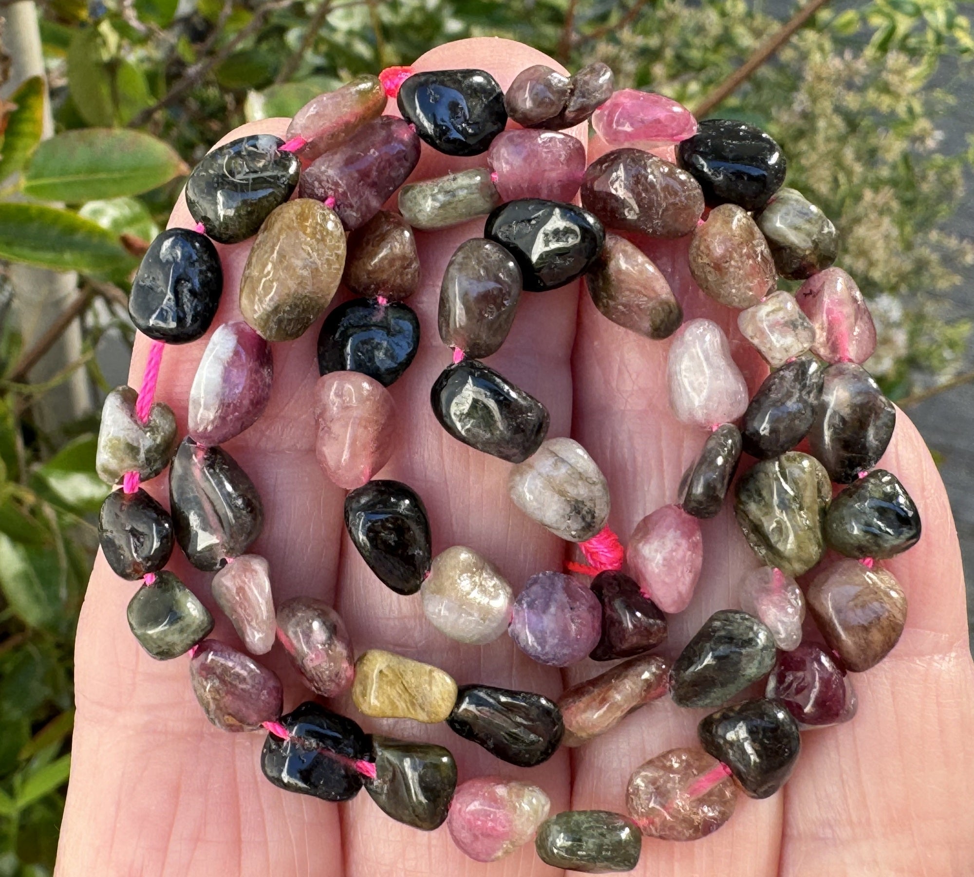 Multicolour Tourmaline 6-8mm nuggets natural gemstone beads 15.5" strand - Oz Beads 