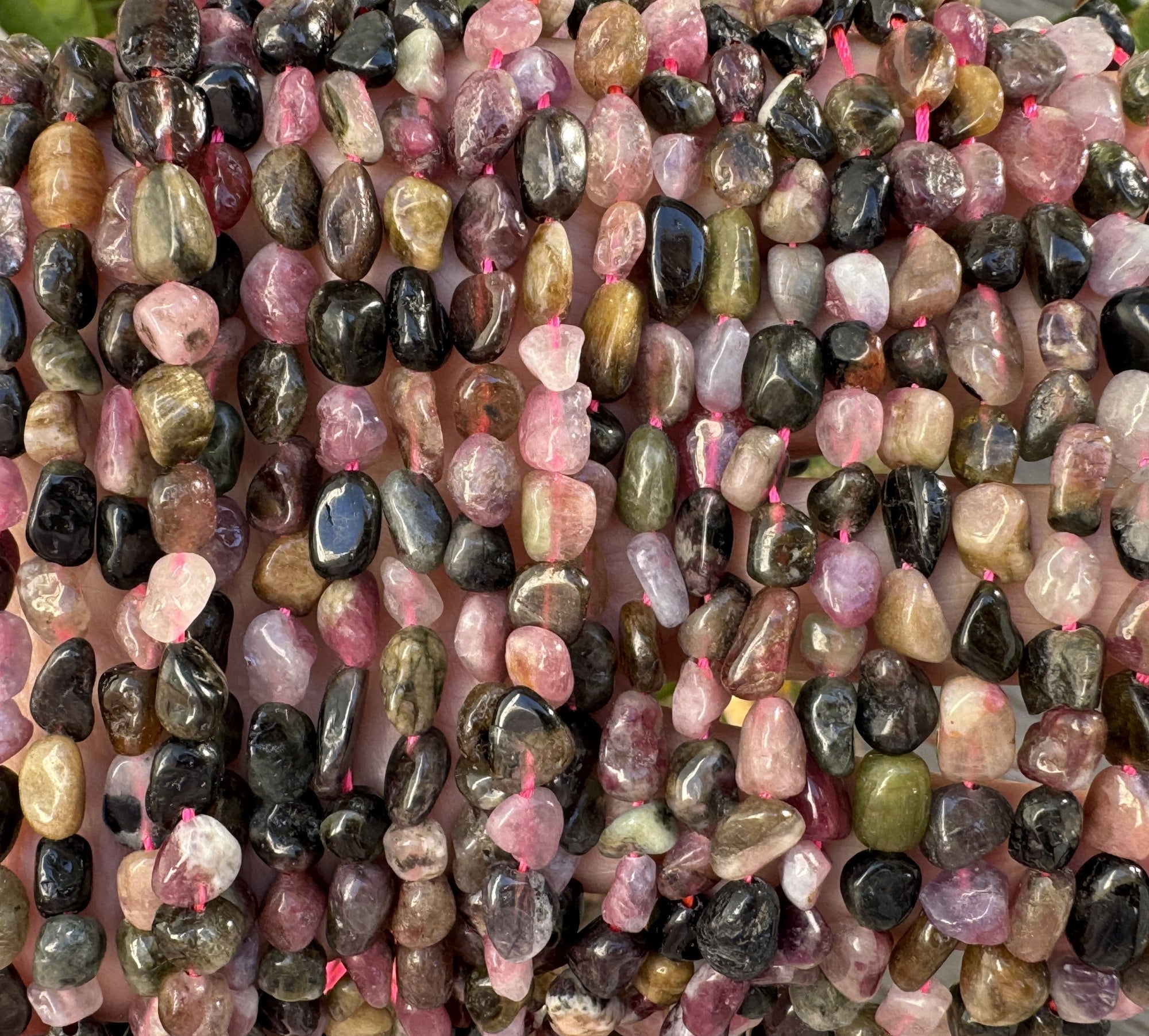 Multicolour Tourmaline 6-8mm nuggets natural gemstone beads 15.5" strand - Oz Beads 