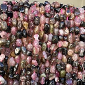 Multicolour Tourmaline 6-8mm nuggets natural gemstone beads 15.5" strand - Oz Beads 