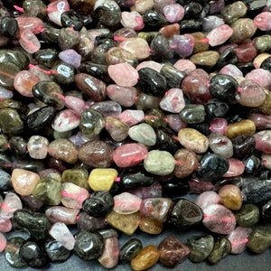 Multicolour Tourmaline 6-8mm nuggets natural gemstone beads 15.5" strand - Oz Beads 