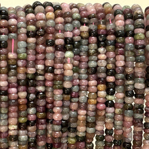 Multicolor Tourmaline 4x6mm Rondelles natural gemstone beads 38cm strand - Oz Beads 