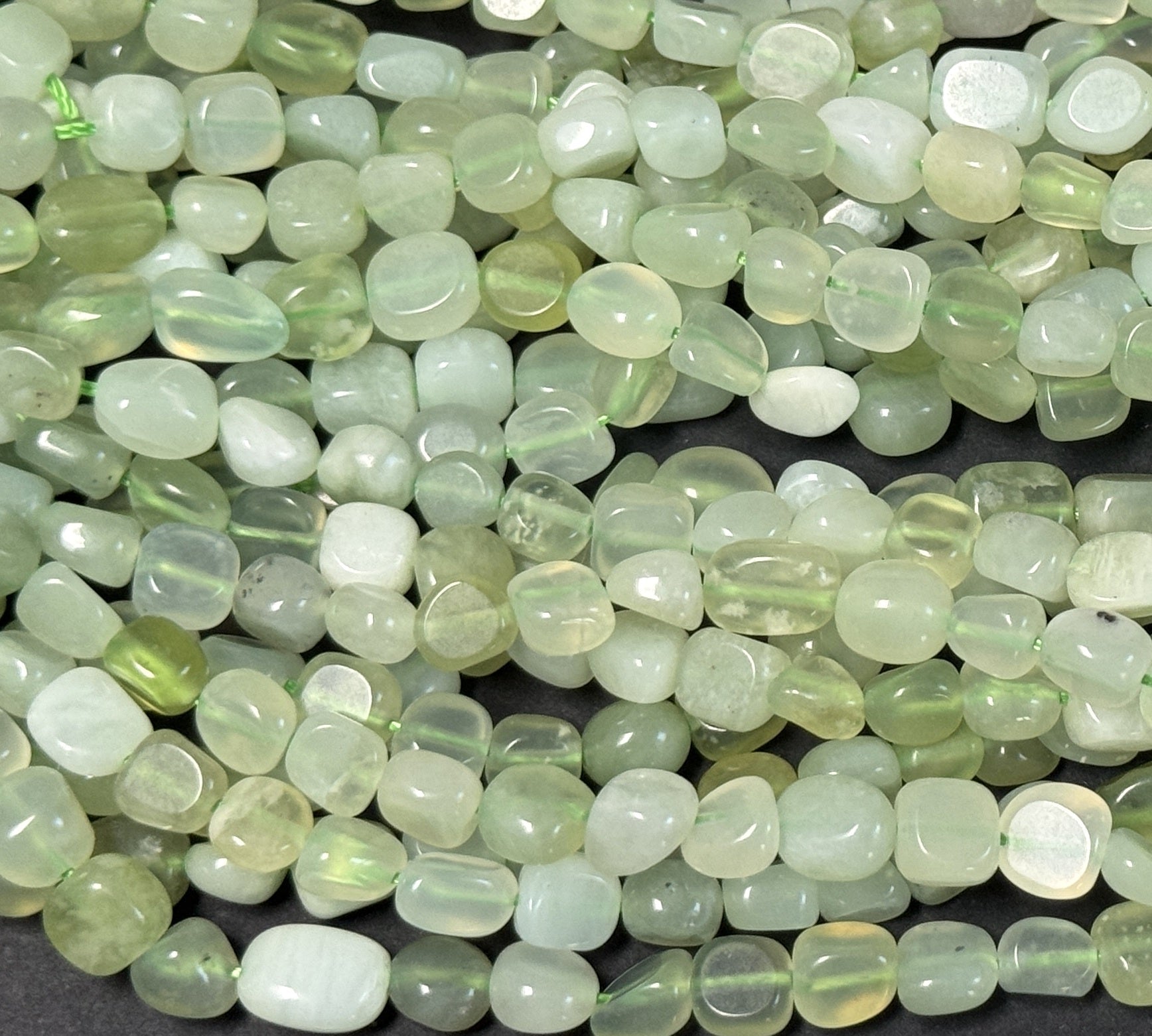 New Jade 6-8mm nuggets natural gemstone pebble beads 15.5" strand - Oz Beads 