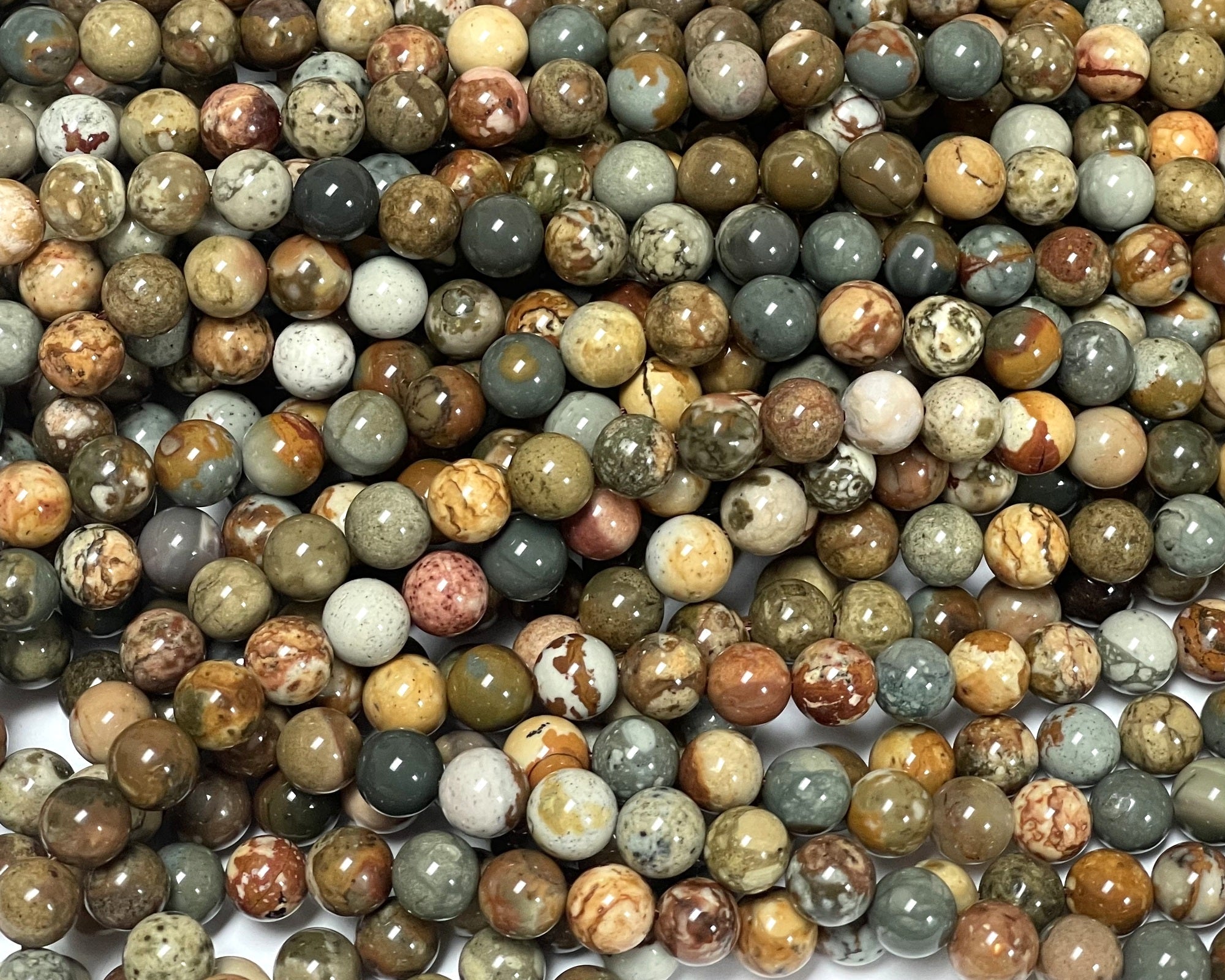 New Ocean Jasper 6mm round natural gemstone beads 15.5" strand