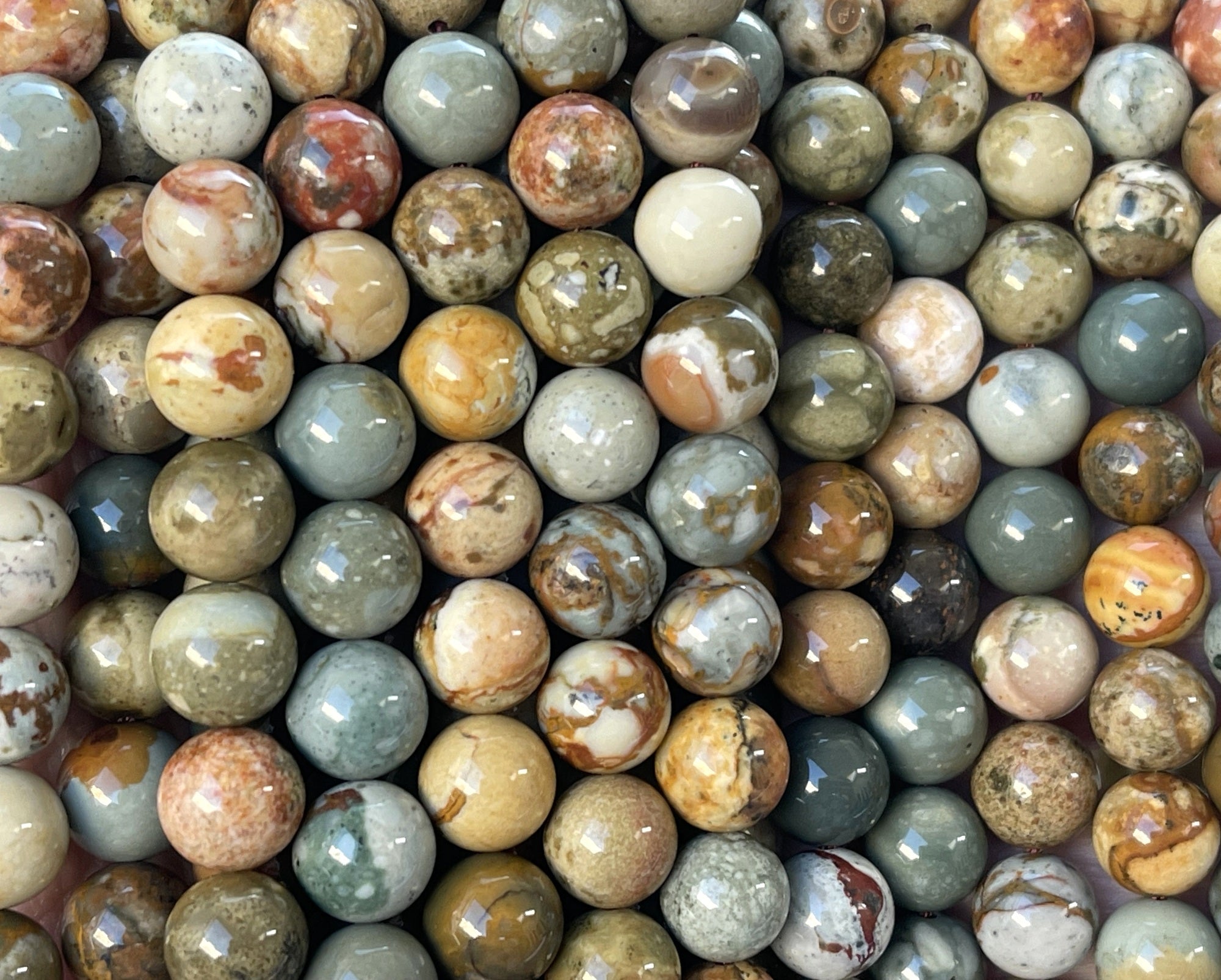 New Ocean Jasper 8mm round natural gemstone beads 16" strand