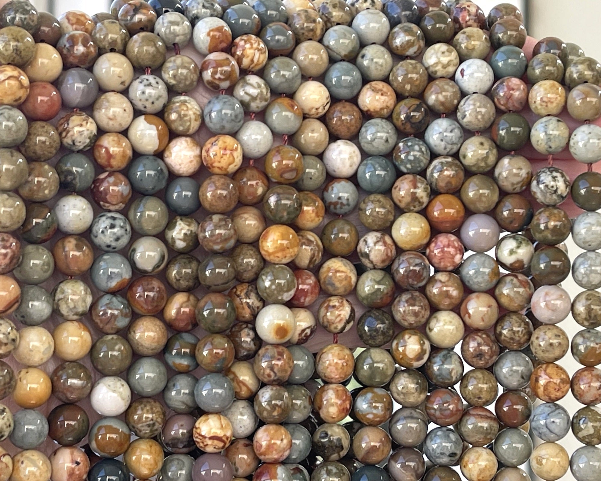 New Ocean Jasper 8mm round natural gemstone beads 16" strand