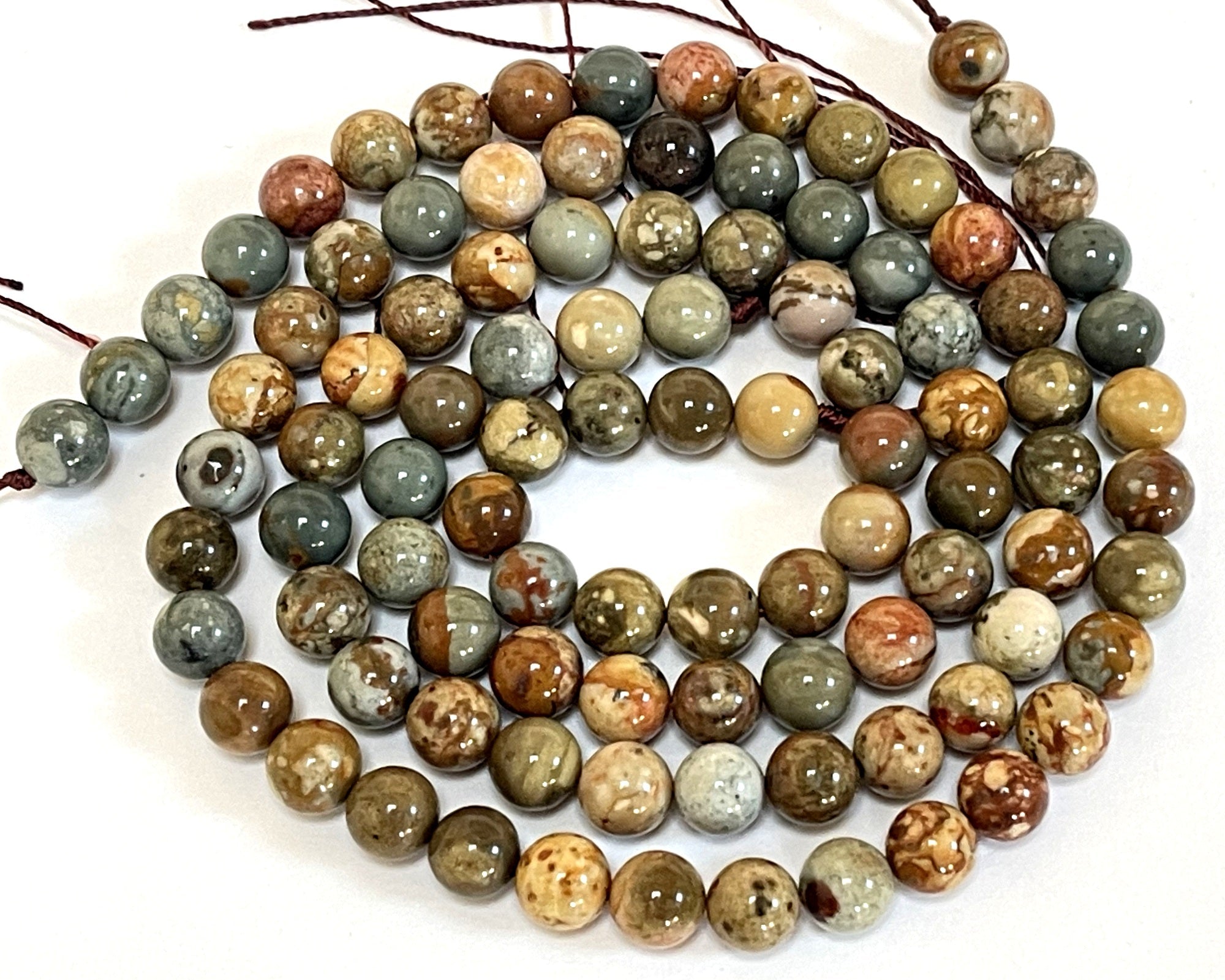 New Ocean Jasper 8mm round natural gemstone beads 16" strand