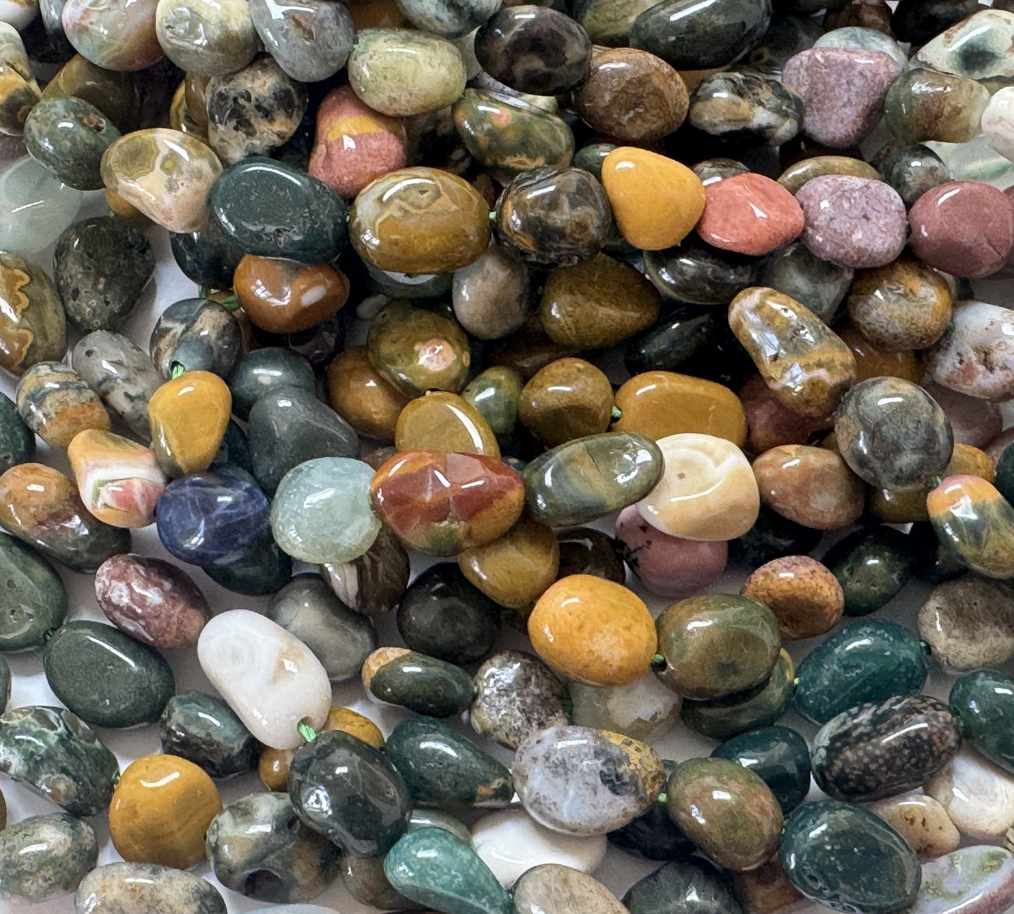 Ocean Jasper 6x8mm nuggets natural gemstone beads 40cm strand - Oz Beads 