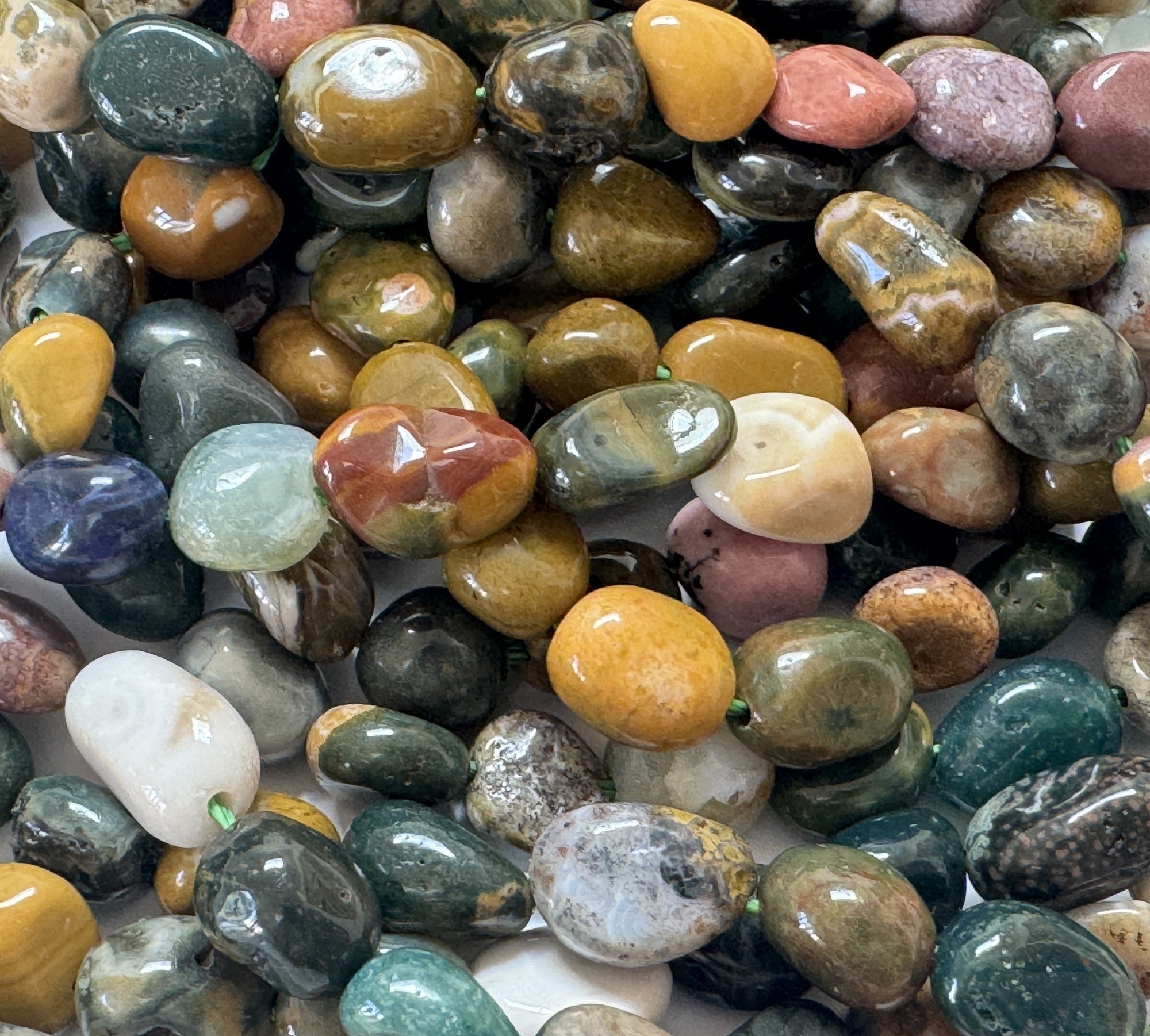 Ocean Jasper 6x8mm nuggets natural gemstone beads 40cm strand - Oz Beads 