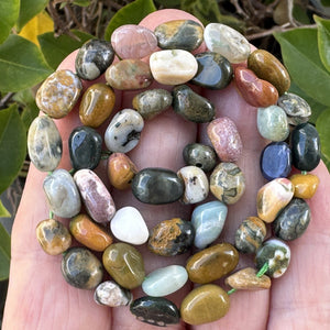 Ocean Jasper 6x8mm nuggets natural gemstone beads 40cm strand - Oz Beads 