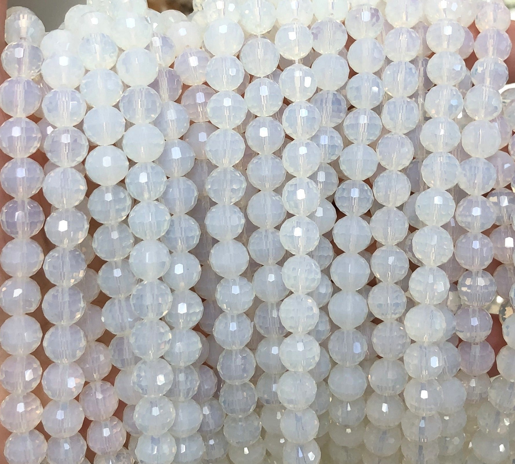 Opalite faceted 8mm round beads 15" strand - Oz Beads 