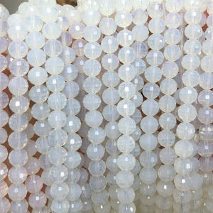 Opalite faceted 8mm round beads 15" strand - Oz Beads 