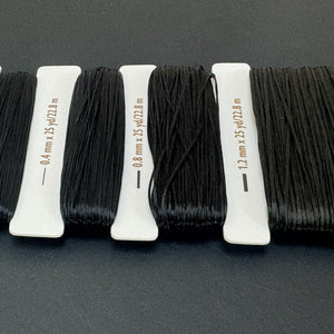 Opelon Black Stretch Fiber Cord Variety Pack 4 sizes 22.8 meters each - Oz Beads 