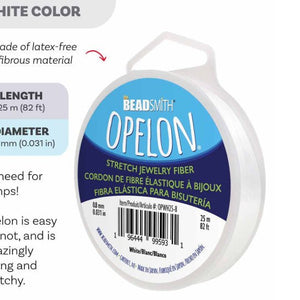 Opelon 0.8mm stretch jewelry fiber elastic cord, 25 meter spool NEW - Oz Beads 