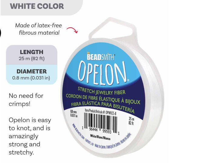Opelon 0.8mm stretch jewelry fiber elastic cord, 25 meter spool NEW - Oz Beads 