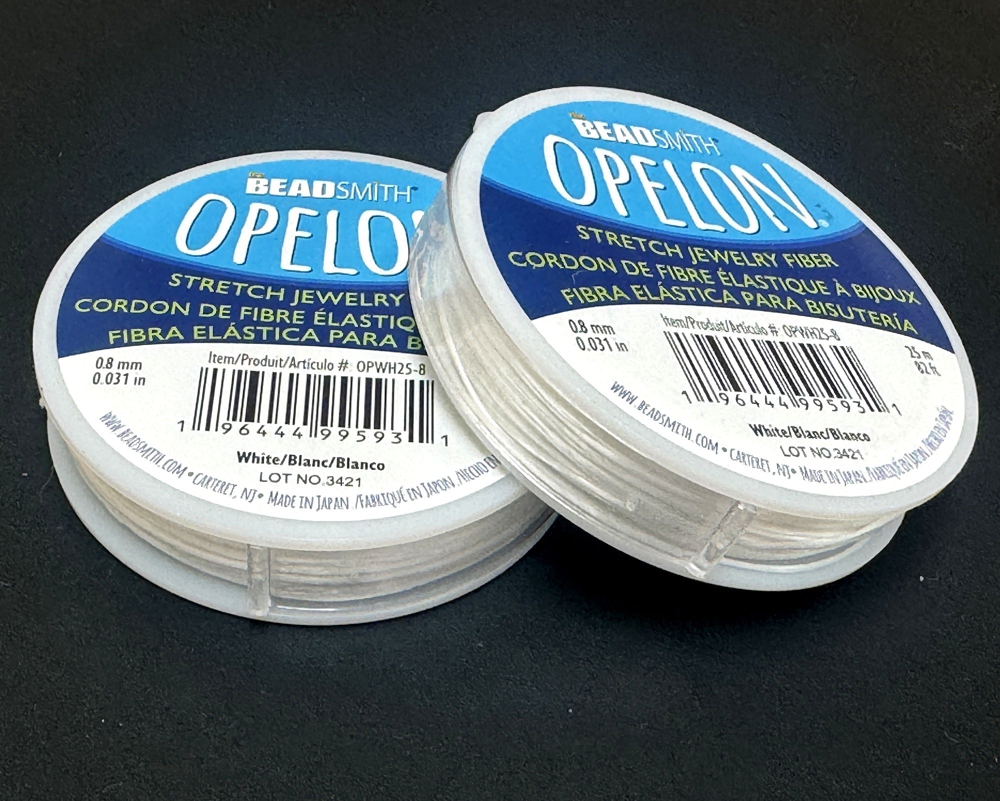 Opelon 0.8mm stretch jewelry fiber elastic cord, 25 meter spool NEW - Oz Beads 
