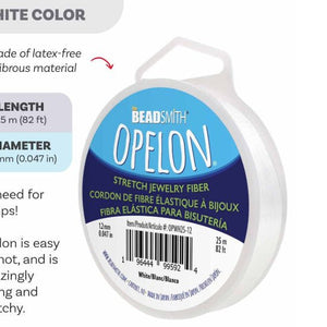 Opelon 1.2mm stretch jewelry fiber elastic cord, 25 meter spool NEW - Oz Beads 