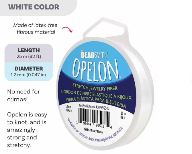 Opelon 1.2mm stretch jewelry fiber elastic cord, 25 meter spool NEW - Oz Beads 