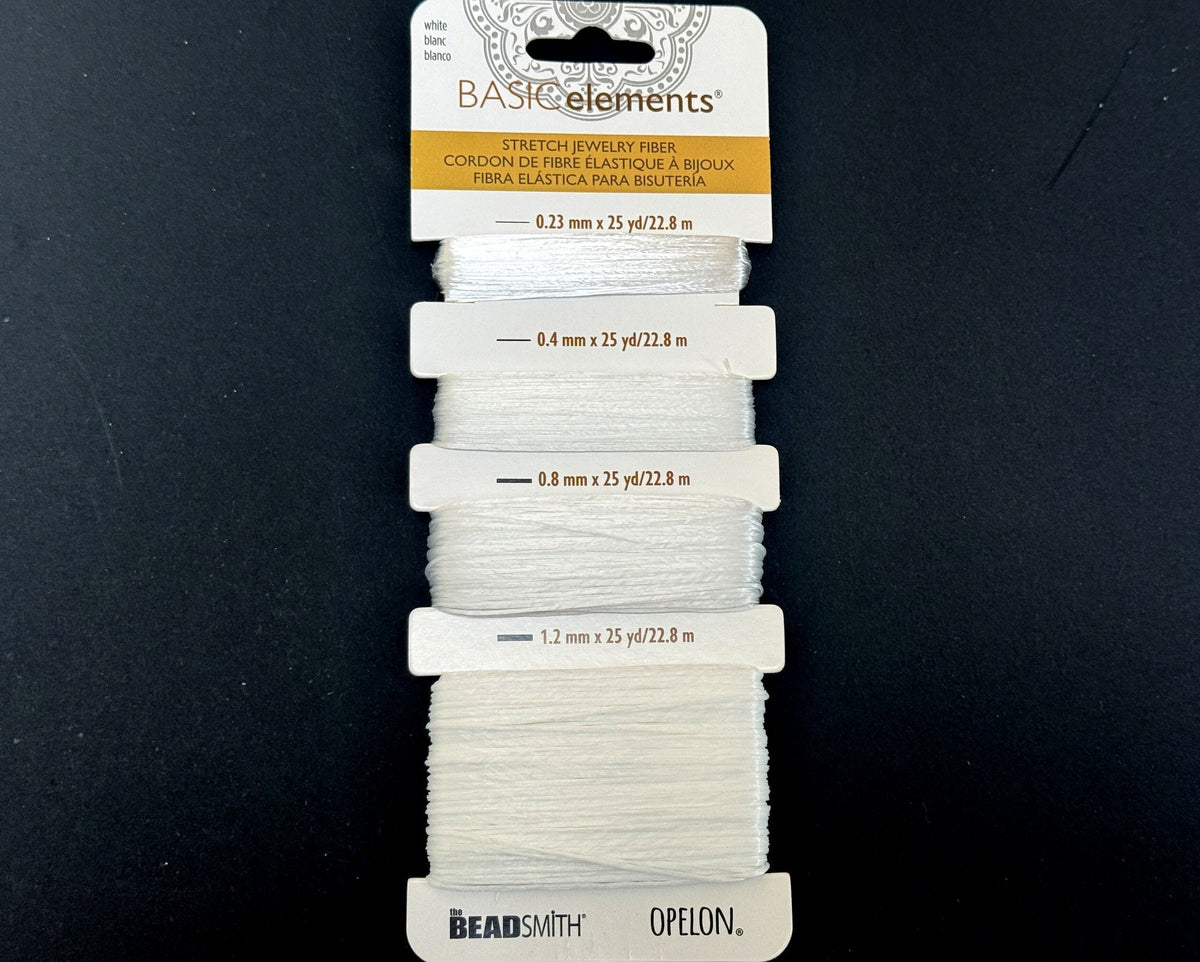 Opelon White Stretch Fiber Cord Variety Pack 4 sizes 22.8 meters each - Oz Beads 