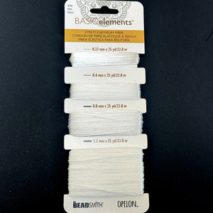 Opelon White Stretch Fiber Cord Variety Pack 4 sizes 22.8 meters each - Oz Beads 