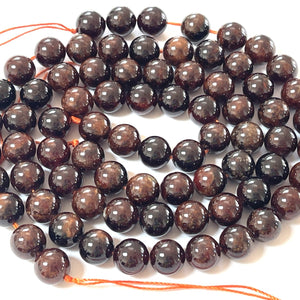 Orange Garnet 10mm round natural gemstone beads 15.5" strand - Oz Beads 