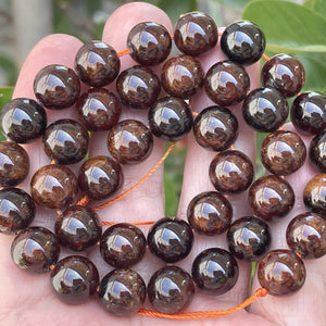 Orange Garnet 10mm round natural gemstone beads 15.5" strand - Oz Beads 