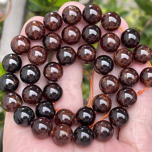 Orange Garnet 10mm round natural gemstone beads 15.5" strand - Oz Beads 