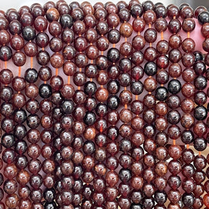 Orange Garnet 6mm round natural gemstone beads 15.5" strand - Oz Beads 