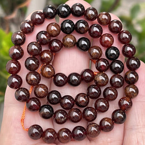 Orange Garnet 6mm round natural gemstone beads 15.5" strand - Oz Beads 