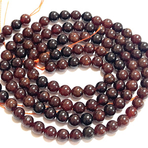 Orange Garnet 6mm round natural gemstone beads 15.5" strand - Oz Beads 