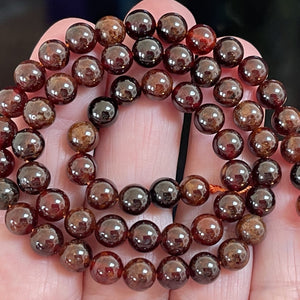 Orange Garnet 6mm round natural gemstone beads 15.5" strand - Oz Beads 